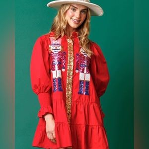 Sequin Nutcracker Poplin Mini Dress